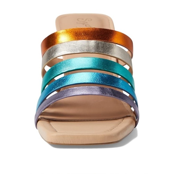 Seychelles Big Dream Rainbow Metallic Leather Heels Sz 9 Summer Bright Beachy - Picture 2 of 9